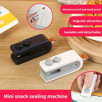 Portable Mini Bag Sealer, 1/2 Counts USB Rechargeable 2 in 1 Bag Sealer, Handheld Food Storage Machine, Kitchen Utensils & Gadgets