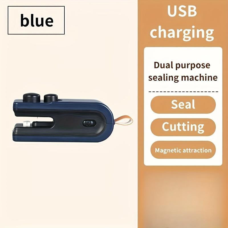 Portable Mini Bag Sealer, 1/2 Counts USB Rechargeable 2 in 1 Bag Sealer, Handheld Food Storage Machine, Kitchen Utensils & Gadgets