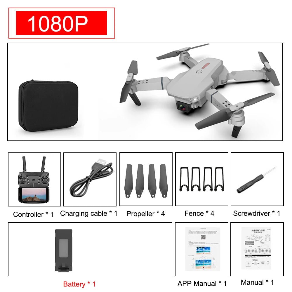 E88 Pro Foldable Quadcopter Drone - WIFI FPV, HD 4K Camera, Altitude Hold - TechblyteE88 Pro Foldable Quadcopter Drone - WIFI FPV, HD 4K Camera, Altitude Hold4K 1B (10)E88 Pro Foldable Quadcopter Drone - WIFI FPV, HD 4K Camera, Altitude HoldTechblyteMy StoreTechblyte